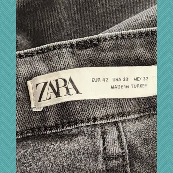 Zara Black Wash Patch Distressed Mid Rise Skinny Jeans - Picture 5 of 5